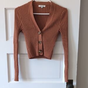 Madewell Rust Cropped Cardigan Sweater